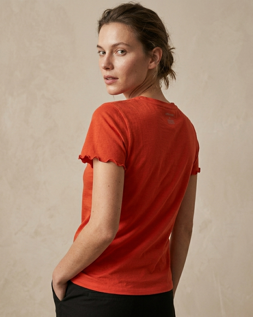 T-shirt vermelha de algodão