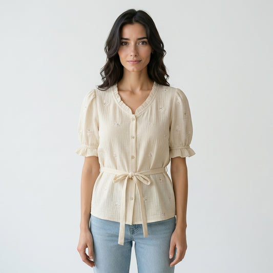 Blusa de algodão bege