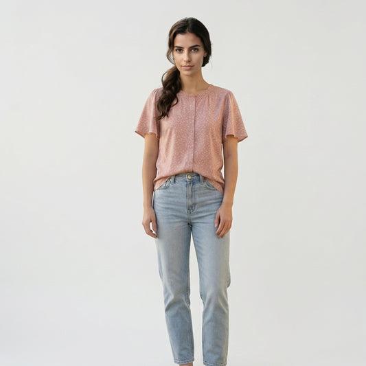 Blusa rosa em viscose