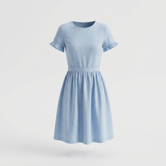 Vestido de algodão azul